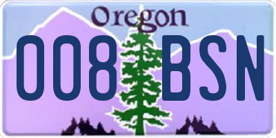 OR license plate 008BSN