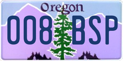 OR license plate 008BSP