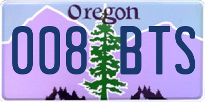 OR license plate 008BTS