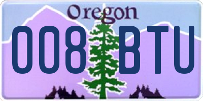 OR license plate 008BTU