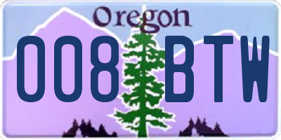 OR license plate 008BTW