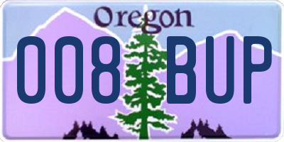 OR license plate 008BUP