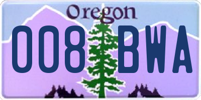 OR license plate 008BWA