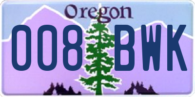 OR license plate 008BWK