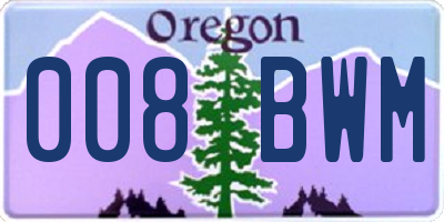 OR license plate 008BWM