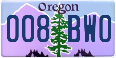OR license plate 008BWO