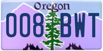 OR license plate 008BWT