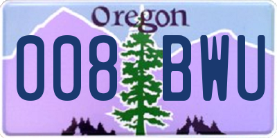 OR license plate 008BWU