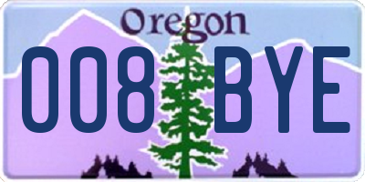 OR license plate 008BYE