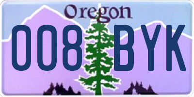 OR license plate 008BYK