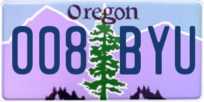 OR license plate 008BYU