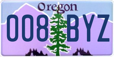 OR license plate 008BYZ