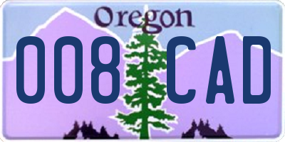 OR license plate 008CAD