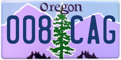 OR license plate 008CAG