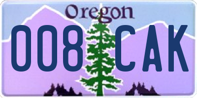 OR license plate 008CAK
