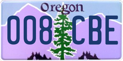 OR license plate 008CBE