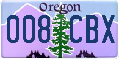 OR license plate 008CBX