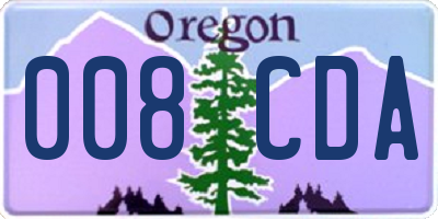 OR license plate 008CDA