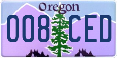 OR license plate 008CED