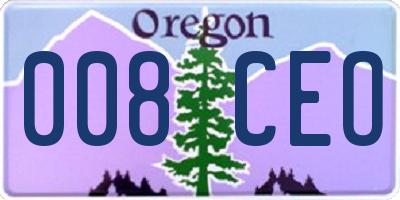 OR license plate 008CEO