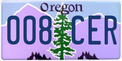 OR license plate 008CER