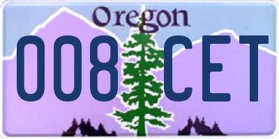 OR license plate 008CET