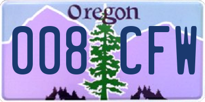 OR license plate 008CFW