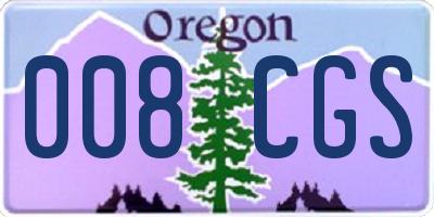 OR license plate 008CGS