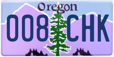OR license plate 008CHK
