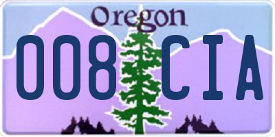 OR license plate 008CIA