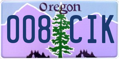 OR license plate 008CIK