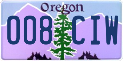 OR license plate 008CIW