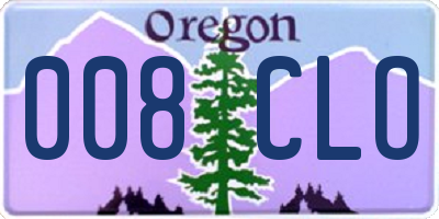 OR license plate 008CLO
