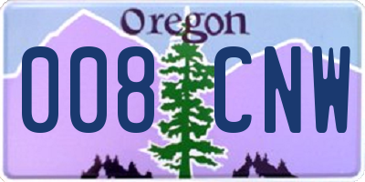 OR license plate 008CNW