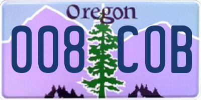 OR license plate 008COB