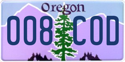 OR license plate 008COD