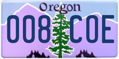 OR license plate 008COE