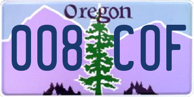OR license plate 008COF