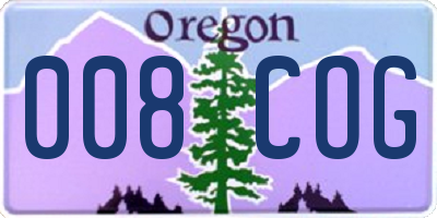 OR license plate 008COG