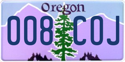 OR license plate 008COJ