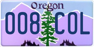 OR license plate 008COL