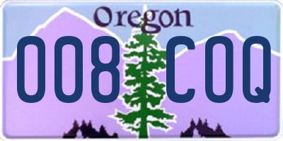 OR license plate 008COQ