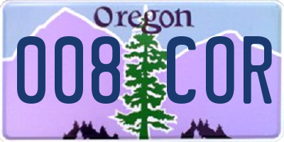 OR license plate 008COR