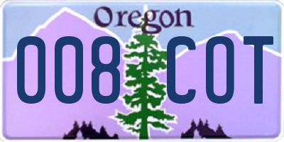 OR license plate 008COT