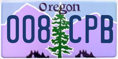 OR license plate 008CPB