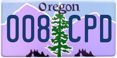 OR license plate 008CPD