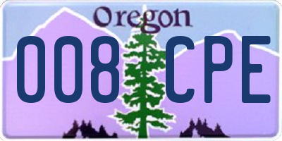 OR license plate 008CPE