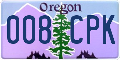 OR license plate 008CPK