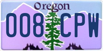 OR license plate 008CPW