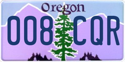 OR license plate 008CQR